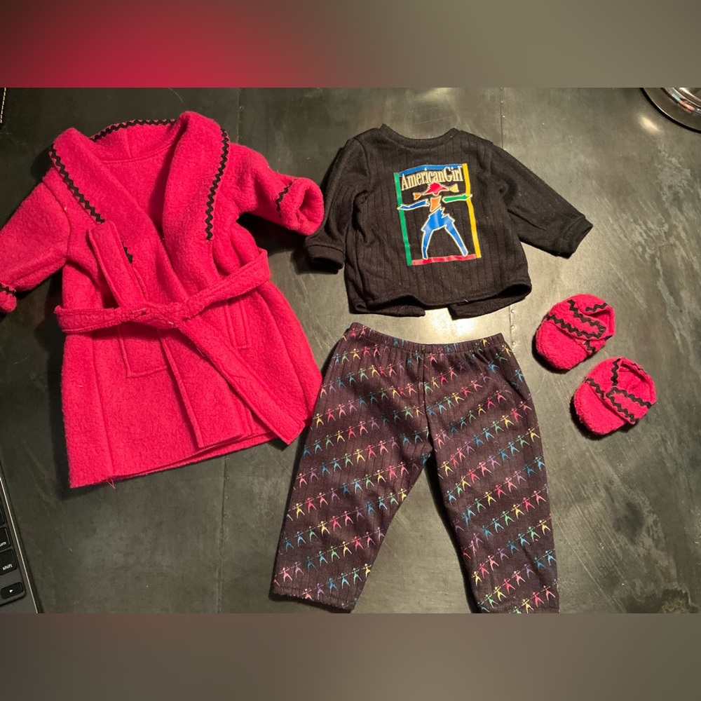 American Pajamas with Hot Pink Robe and Matching Slippers